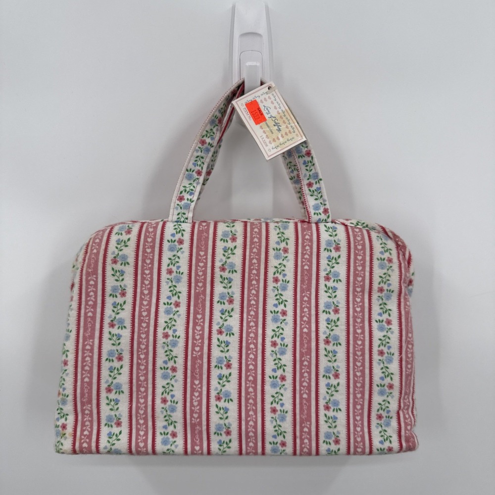 Vintage Lanz Salzburg 90's Flannel Cosmetic Travel Bag Cottagecore RARE
